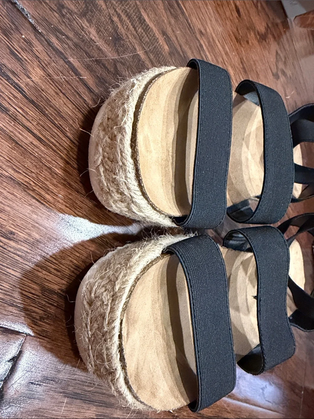Black Elastic Strap Espadrille Sandals